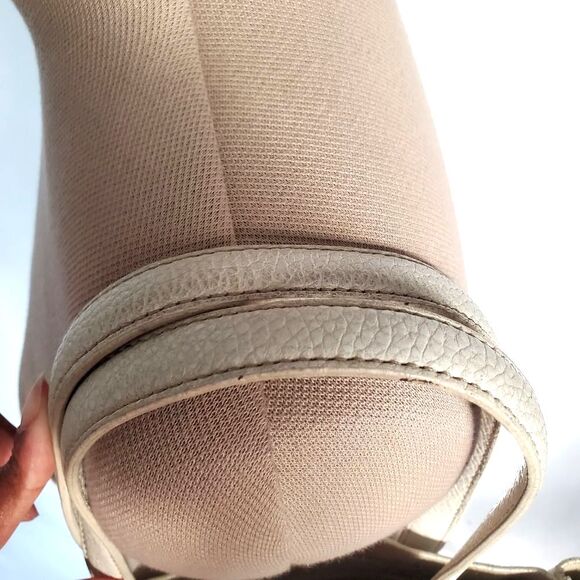 J Crew Tote Shoulder Bag Small Cream White Leather Hobo Tie Closure Unlined - Picture 11 of 11